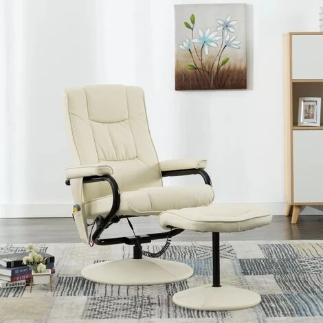 SUPERMARKET Fauteuil De Massage Avec Repose-pied Crème Similicuir 3 SUPERMARKET Fauteuil De Massage Avec Repose-pied Crème Similicuir
