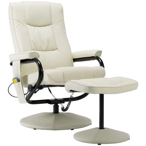 SUPERMARKET Fauteuil De Massage Avec Repose-pied Crème Similicuir 4 SUPERMARKET Fauteuil De Massage Avec Repose-pied Crème Similicuir – Image 2