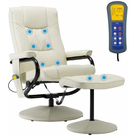 SUPERMARKET Fauteuil De Massage Avec Repose-pied Crème Similicuir 5 SUPERMARKET Fauteuil De Massage Avec Repose-pied Crème Similicuir – Image 3