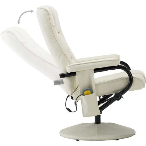 SUPERMARKET Fauteuil De Massage Avec Repose-pied Crème Similicuir 7 SUPERMARKET Fauteuil De Massage Avec Repose-pied Crème Similicuir – Image 5