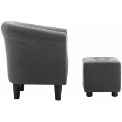 SUPERMARKET Fauteuil Et Tabouret Gris Foncé Tissu -Pas Cher Fauteuil Magasin 63679927 3