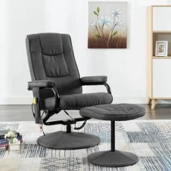 SUPERMARKET Fauteuil De Massage Avec Repose-pied Gris Foncé Tissu