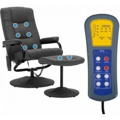 SUPERMARKET Fauteuil De Massage Avec Repose-pied Gris Foncé Tissu -Pas Cher Fauteuil Magasin 63680002 3