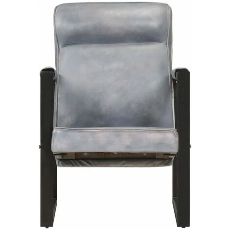 SUPERMARKET Fauteuil 60x75x90 Cm Gris Cuir De Chèvre Véritable 4 SUPERMARKET Fauteuil 60x75x90 Cm Gris Cuir De Chèvre Véritable – Image 2