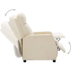 SUPERMARKET Fauteuil Inclinable électrique Blanc Crème Similicuir -Pas Cher Fauteuil Magasin 63680343 3