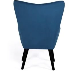 IDMARKET Fauteuil Scandinave ANIA En Velours Bleu -Pas Cher Fauteuil Magasin 63727109 4