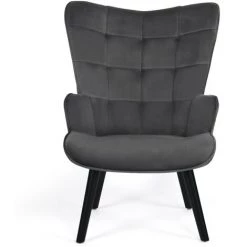 IDMARKET Fauteuil Scandinave ANIA En Velours Gris -Pas Cher Fauteuil Magasin 63727270 3