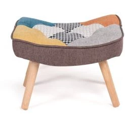 IDMARKET Fauteuil Scandinave IVAR Avec Repose Pieds En Tissu Patchwork Multicouleurs -Pas Cher Fauteuil Magasin 63727348 5