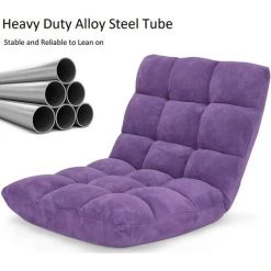 GIANTEX Chaise De Sol, Fauteuil De Sol Rembourré, Pliable, Coussin De Sol Réglable Sur 14 Niveaux, Avec Dossier, Fauteuil De Méditation, Chaise De Fenêtre (violet) -Pas Cher Fauteuil Magasin 63737891 5
