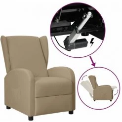 VidaXL Fauteuil Inclinable Releveur à Oreilles Cappuccino Similicuir - Brun
