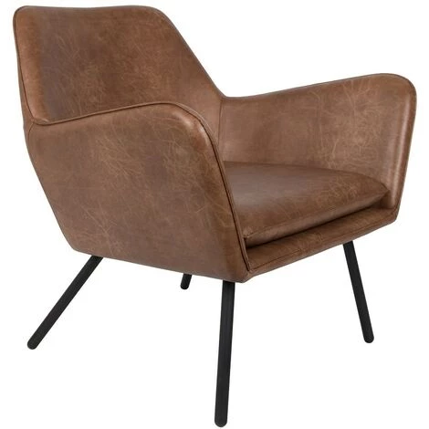 BOITE A DESIGN Fauteuil Vintage Bon Similicuir - Marron 3 BOITE A DESIGN Fauteuil Vintage Bon Similicuir - Marron