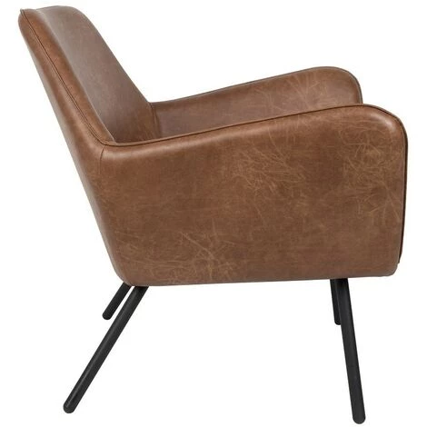 BOITE A DESIGN Fauteuil Vintage Bon Similicuir - Marron 4 BOITE A DESIGN Fauteuil Vintage Bon Similicuir - Marron â Image 2