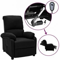 VidaXL Fauteuil Releveur Inclinable Noir Tissu - Noir
