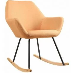 ALTOBUY BALANS - Fauteuil à Bascule Tissu Orange Et Pieds Métal Et Bois - Orange