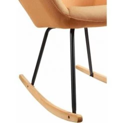 ALTOBUY BALANS - Fauteuil à Bascule Tissu Orange Et Pieds Métal Et Bois - Orange -Pas Cher Fauteuil Magasin 63935766 4