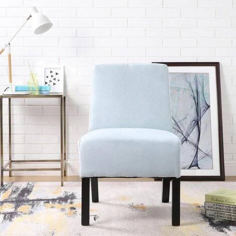 ALTOBUY ZHABA - Fauteuil Tissu Bleu Et Pieds Bois Noirs - Bleu 4 ALTOBUY ZHABA - Fauteuil Tissu Bleu Et Pieds Bois Noirs - Bleu – Image 2