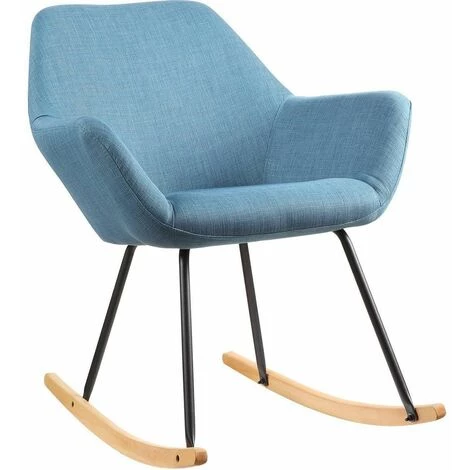 ALTOBUY BALANS - Fauteuil à Bascule Tissu Bleu Et Pieds Métal Et Bois - Bleu 3 ALTOBUY BALANS - Fauteuil à Bascule Tissu Bleu Et Pieds Métal Et Bois - Bleu