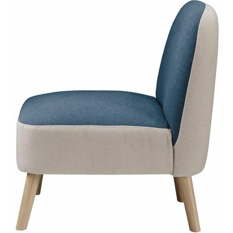 ALTOBUY BUBBLE - Fauteuil Tissu Bicolore Bleu Et Gris Et Pieds Bois - Bleu 6 ALTOBUY BUBBLE - Fauteuil Tissu Bicolore Bleu Et Gris Et Pieds Bois - Bleu â Image 4