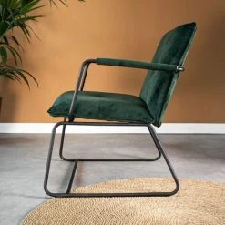 DIMEHOUSE Hailey Fauteuil Industriel Vert-Foncé Velours - Anthracite, Gris -Pas Cher Fauteuil Magasin 63938143 2