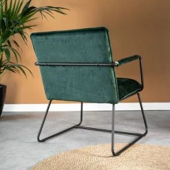DIMEHOUSE Hailey Fauteuil Industriel Vert-Foncé Velours - Anthracite, Gris -Pas Cher Fauteuil Magasin 63938143 3