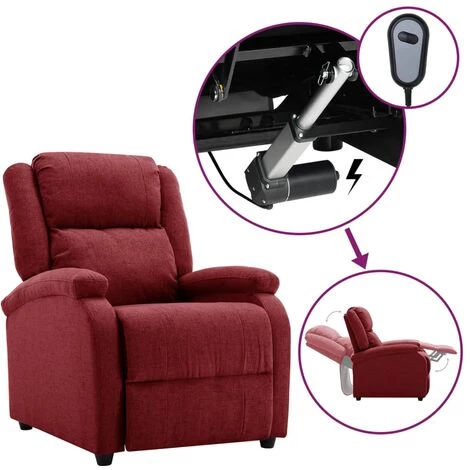 VidaXL Fauteuil Inclinable électrique Bordeaux Tissu - Rouge 3 VidaXL Fauteuil Inclinable électrique Bordeaux Tissu - Rouge