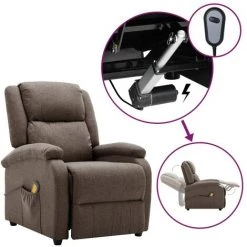 VidaXL Fauteuil De Massage Inclinable électrique Taupe Tissu - Taupe