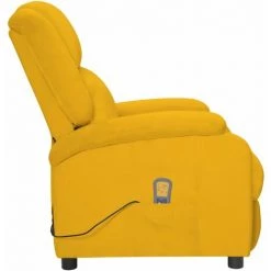 VidaXL Fauteuil De Massage Inclinable électrique Jaune Velours - Jaune -Pas Cher Fauteuil Magasin 63964372 4
