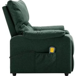 VidaXL Fauteuil De Massage Inclinable électrique Vert Foncé Tissu - Vert -Pas Cher Fauteuil Magasin 63964541 4