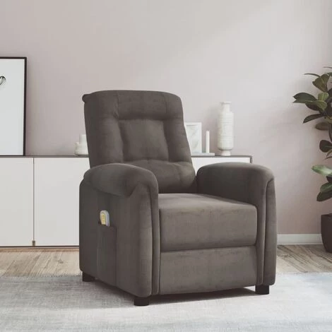 VidaXL Fauteuil Releveur Inclinable De Massage Gris Foncé Microfibre - Gris 3 VidaXL Fauteuil Releveur Inclinable De Massage Gris Foncé Microfibre - Gris