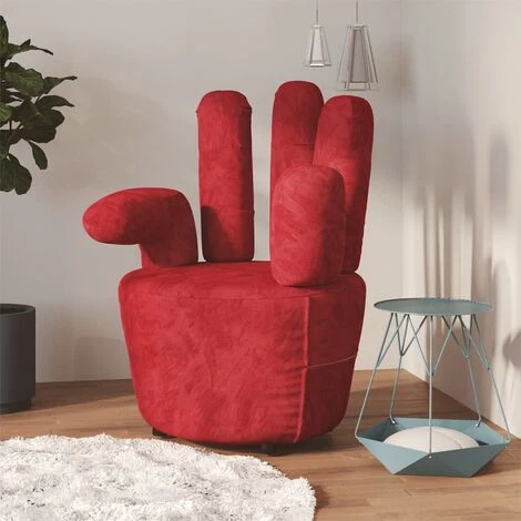 VidaXL Chaise En Forme De Main Bordeaux Velours - Rouge 3 VidaXL Chaise En Forme De Main Bordeaux Velours - Rouge
