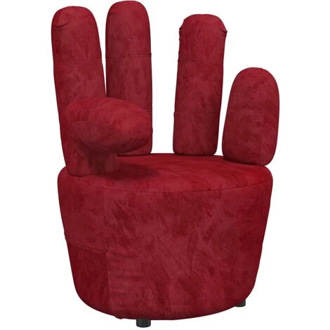 VidaXL Chaise En Forme De Main Bordeaux Velours - Rouge 4 VidaXL Chaise En Forme De Main Bordeaux Velours - Rouge – Image 2
