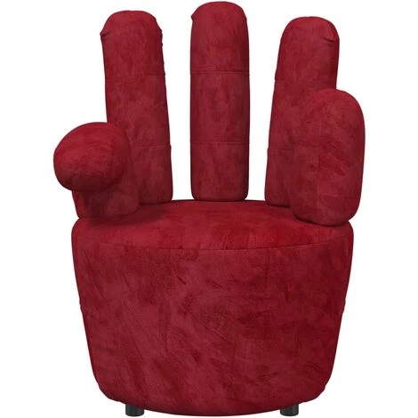 VidaXL Chaise En Forme De Main Bordeaux Velours - Rouge 5 VidaXL Chaise En Forme De Main Bordeaux Velours - Rouge – Image 3