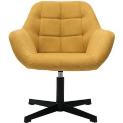 MILIBOO Fauteuil Design Tissu Effet Velours Jaune Moutarde Et Métal Noir DARWIN - Jaune Velours
