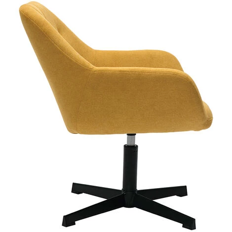 MILIBOO Fauteuil Design Tissu Effet Velours Jaune Moutarde Et Métal Noir DARWIN - Jaune Velours 5 MILIBOO Fauteuil Design Tissu Effet Velours Jaune Moutarde Et Métal Noir DARWIN - Jaune Velours – Image 3