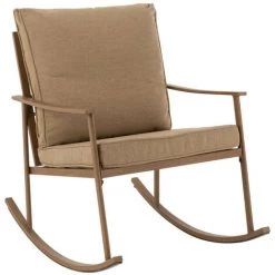 HELLIN Fauteuil à Bascule En Métal Et Coussins En Toile - MALAGA - Marron