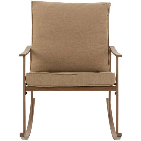 HELLIN Fauteuil à Bascule En Métal Et Coussins En Toile - MALAGA - Marron 4 HELLIN Fauteuil à Bascule En Métal Et Coussins En Toile - MALAGA - Marron – Image 2