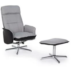 WEBMARKETPOINT Fauteuil Inclinable Avec Repose-pieds En Tissu Cora Gris
