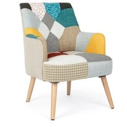 WEBMARKETPOINT Fauteuil Tissu Patchwork Galatea