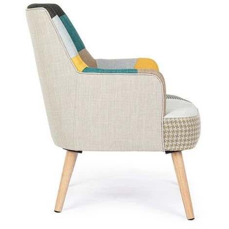 WEBMARKETPOINT Fauteuil Tissu Patchwork Galatea 6 WEBMARKETPOINT Fauteuil Tissu Patchwork Galatea – Image 4