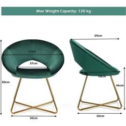 RELAX4LIFE Fauteuil Rembourré Velours De Salon, Chaise Velour Avec Pieds En Métal Supporte Max 120 Kg Fauteuil Chambre Pour Salle à Manger Coiffeuse(Style 2 Vert) 9 RELAX4LIFE Fauteuil Rembourré Velours De Salon, Chaise Velour Avec Pieds En Métal Supporte Max 120 Kg Fauteuil Chambre Pour Salle à Manger Coiffeuse(Style 2 Vert) -Pas Cher Fauteuil Magasin 64129512 3