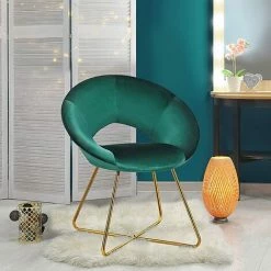 RELAX4LIFE Fauteuil Rembourré Velours De Salon, Chaise Velour Avec Pieds En Métal Supporte Max 120 Kg Fauteuil Chambre Pour Salle à Manger Coiffeuse(Style 2 Vert) 11 RELAX4LIFE Fauteuil Rembourré Velours De Salon, Chaise Velour Avec Pieds En Métal Supporte Max 120 Kg Fauteuil Chambre Pour Salle à Manger Coiffeuse(Style 2 Vert) -Pas Cher Fauteuil Magasin 64129512 5