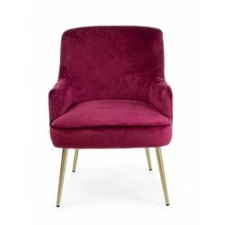 WEBMARKETPOINT Fauteuil Moderne En Velours Bordeaux Clelia -Pas Cher Fauteuil Magasin 64130946 3