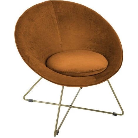 Fauteuil "evan" En Velours & Pieds Or Atmosphera - Ambre 3 Fauteuil "evan" En Velours & Pieds Or Atmosphera - Ambre