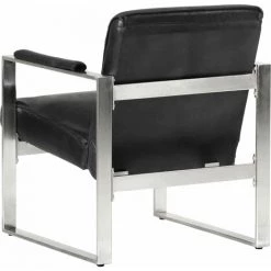 FUHUIDATRADING Fauteuil Tube Noir 60x73x77 Cm Cuir Véritable 10 FUHUIDATRADING Fauteuil Tube Noir 60x73x77 Cm Cuir Véritable -Pas Cher Fauteuil Magasin 64210901 4