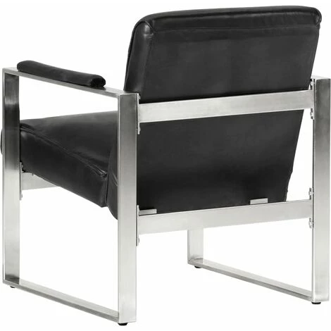 FUHUIDATRADING Fauteuil Tube Noir 60x73x77 Cm Cuir Véritable 6 FUHUIDATRADING Fauteuil Tube Noir 60x73x77 Cm Cuir Véritable – Image 4