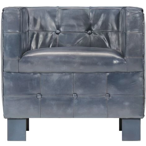 FUHUIDATRADING Fauteuil Gris Cuir Véritable 4 FUHUIDATRADING Fauteuil Gris Cuir Véritable – Image 2
