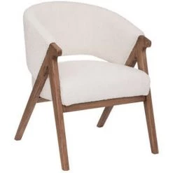 Fauteuil En Bois Et PU Coloris Blanc - Longueur 65 X Profondeur 70 X Hauteur 82 Cm -PEGANE-