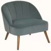 Fauteuil En Velours Et Bois De Pin Coloris Vert Céladon - Longueur 78 X Profondeur 72 X Hauteur 71 Cm -PEGANE- -Pas Cher Fauteuil Magasin 64456514 1