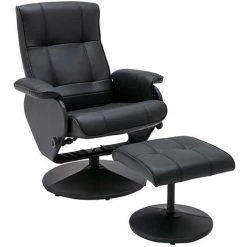 VENTE-UNIQUE.COM Fauteuil De Relaxation Avec Repose-pied En Cuir ANDALOUSIE - Noir - Noir -Pas Cher Fauteuil Magasin 64555781 3