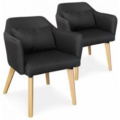 Paris Prix - Lot De 2 Fauteuils Design Tissu "nari" 70cm Noir